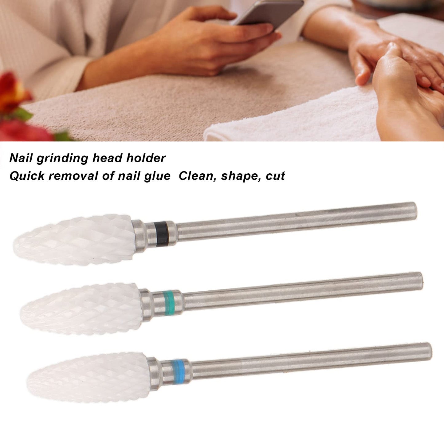 10 pcs Ceramic Nail Drill Bits Set, Electric Nail Files, Cuticle Polishing Bits for Acrylic Gel Nails, for Manicure and Pedicure for Nail Grinding