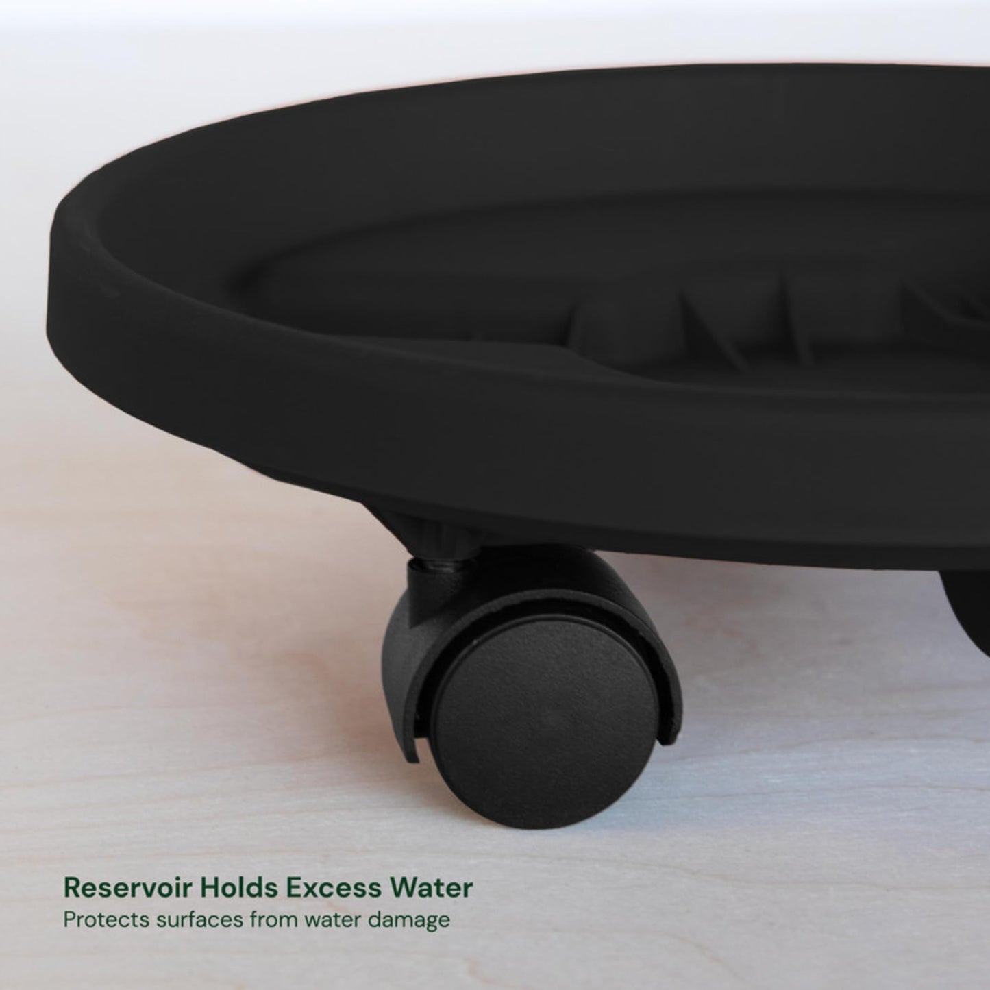 Bloem Round Planter Caddy with Wheels: 14" - Black - Durable Plastic Dolly, 360 Degree Wheel Movement, for Indoor and Outdoor Use, Gardening, 100 lb Capacity