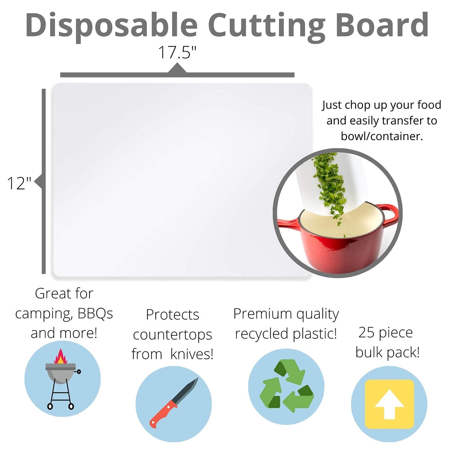 Crown Display 50 Count Premium Quality Disposable Cutting Boards ~10 Inch X 13.5 Inch Disposable Sheets For Kitchen And Commercial Use ~ Patent Pending ~ Recyclable Disposable Cutting Board Sheets