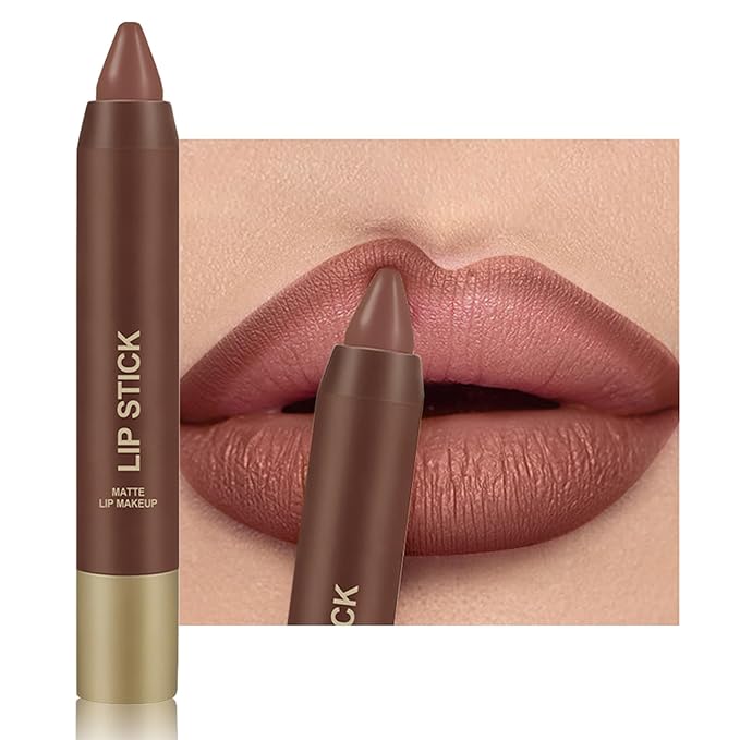 Erinde Matte Lipstick Crayon for Women, Rose Nude 24 Hour Lipstick Lip Liner Pencil, Neutral Lip Stick Long Lasting Waterproof, Vegan & Cruelty-Free, 02