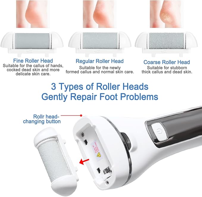 Electric Foot File Hard Skin Remover Callus Dead Skin Pedicure Tools for Feet, Portable Foot Care Kit