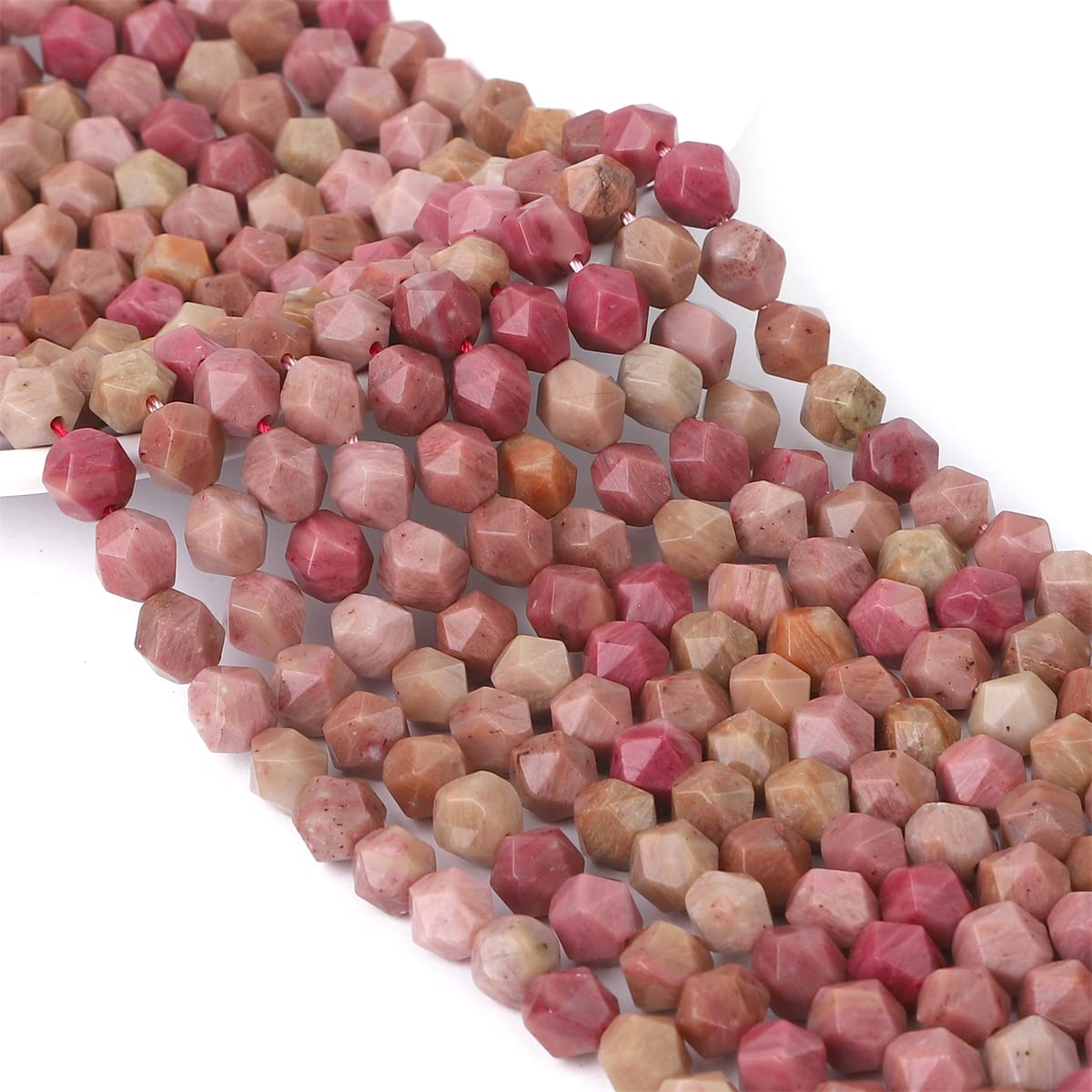 BEADIA Faceted Natural Red Wood Marble Stone Round Beads 6mm 36cm/Strand for Jewelry Making