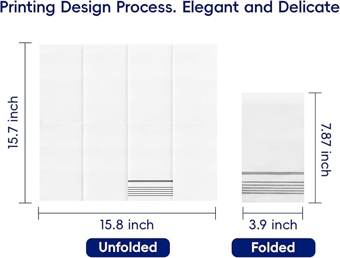 400 Pack Paper Dinner Napkins, Absorbent Paper Napkins, Premium Quality Guest Towels, 2-Ply Disposable Hand Towels for Kitchen, Events, Parties or Events (Silver)