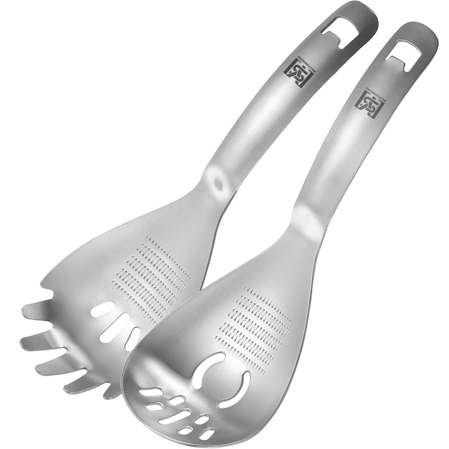 MEIYUSHENG 304 Stainless Steel Multi-Function Pasta Cooking Spoon: Comes with Potato Masher, Egg Yolk Separator, Grater Plate, Bottle Opener & Slotted Spoon