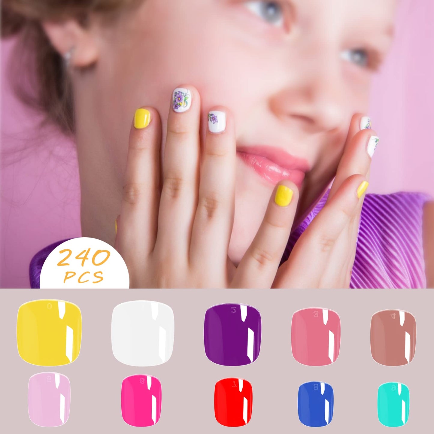 krofaue 500PCS Half Cover False Nails Tips - Acrylic Nail Tips and 240Pcs Kids Short Clear False Nails with Box for Nail Tips Art Salons and Home DIY