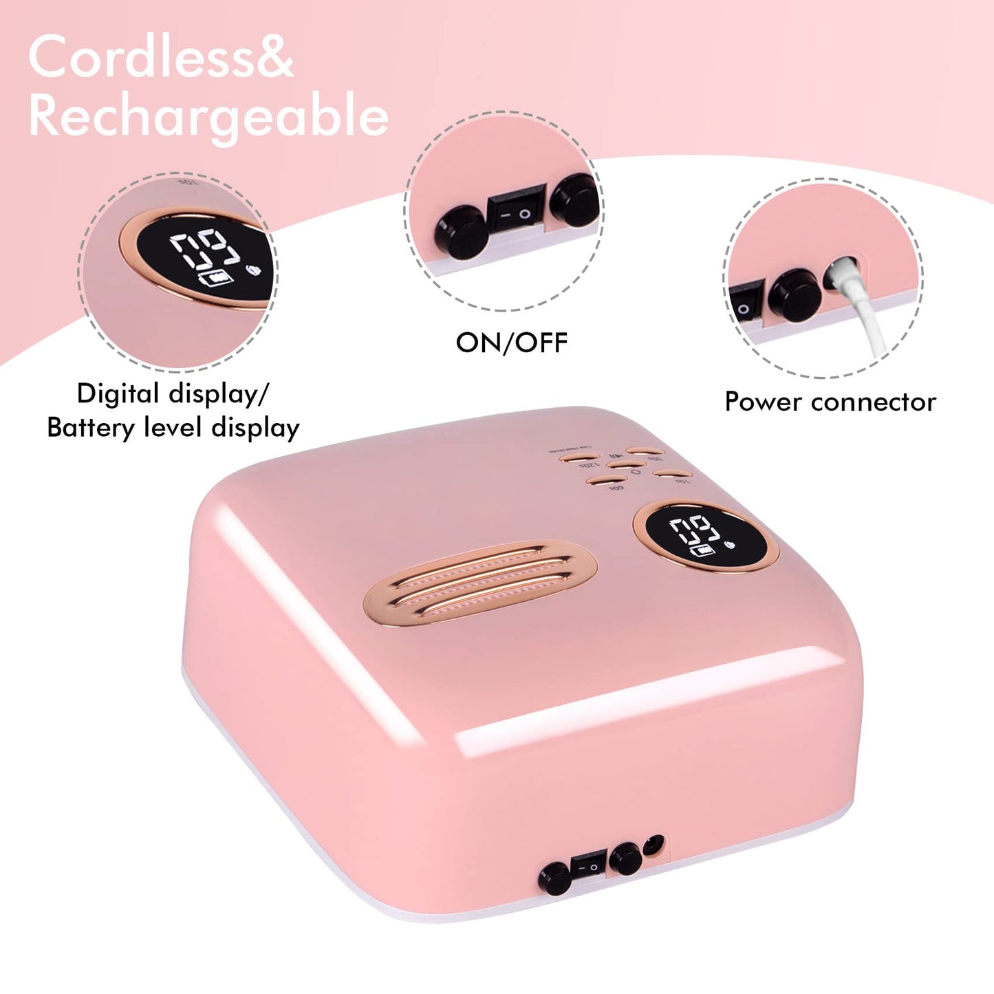 MEECI 72W Gel UV LED Nail Lamp for Gel Polish, Rechargeable Cordless Nail Polish Dryer, 15600mAH Fast Nail Polish Curling Lamp with 4 Timer Setting Automatic Sensor