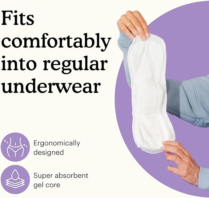 Because Incontinence Pads for Women - Extra Heavy Absorbency, Overnight Postpartum Incontinence Liners, 12hr Nighttime Leak-Free Protection, 6 Packs of 20 Count (120 Total)