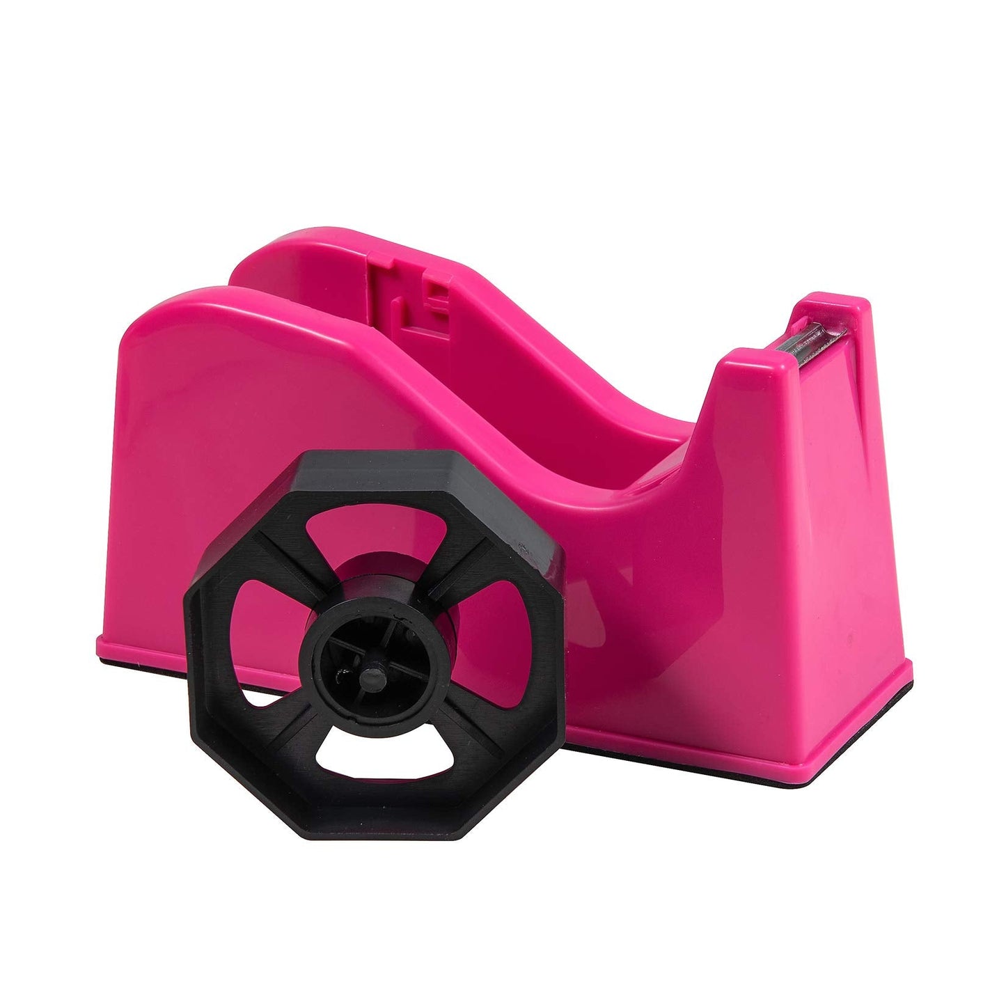 IHOMECOOKER Desktop Tape Dispenser Adhesive Roll Holder (Fits 1" & 3" Core) with Weighted Nonskid Base (2Pack-Rose red)