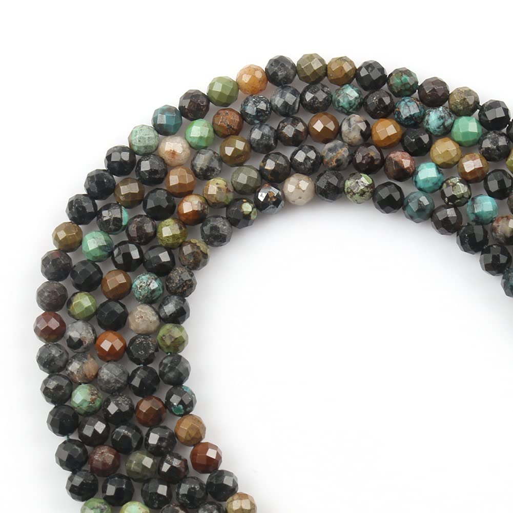 Song Xi 120pcs 3mm Natural African Turquoise Gemstone Beads Faceted Round Loose Stone Beads for Jewelry Making