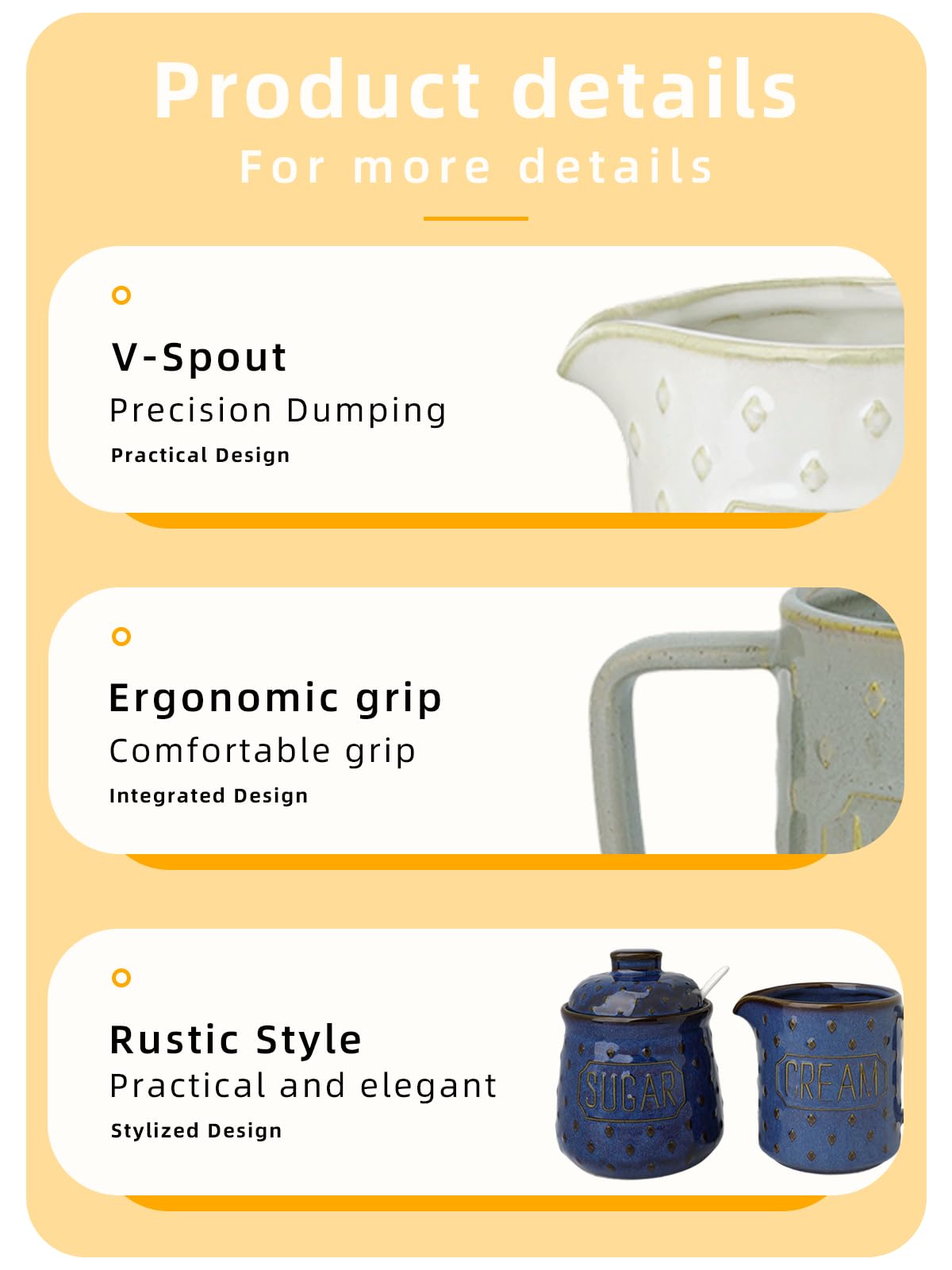 GDCZ Ceramic Sugar and Creamer Set, Milk Creamer and Sugar Container with Spoon, Coffee Serving Set with Sugar Bowl and Cream Pitcher, Set of 2 (Blue)