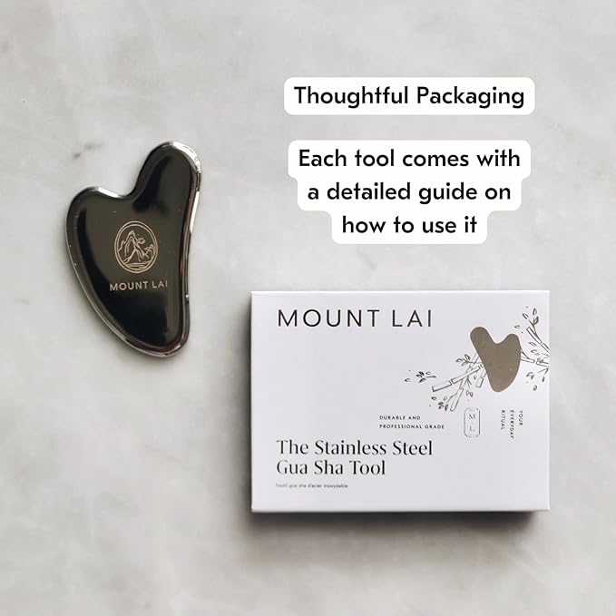Mount Lai Stainless Steel Gua Sha Facial Tools – Face & Body Guasha Tools for Self-Care, Massager for Sculpting, Muscle Tension Relief & Puffiness Reduction