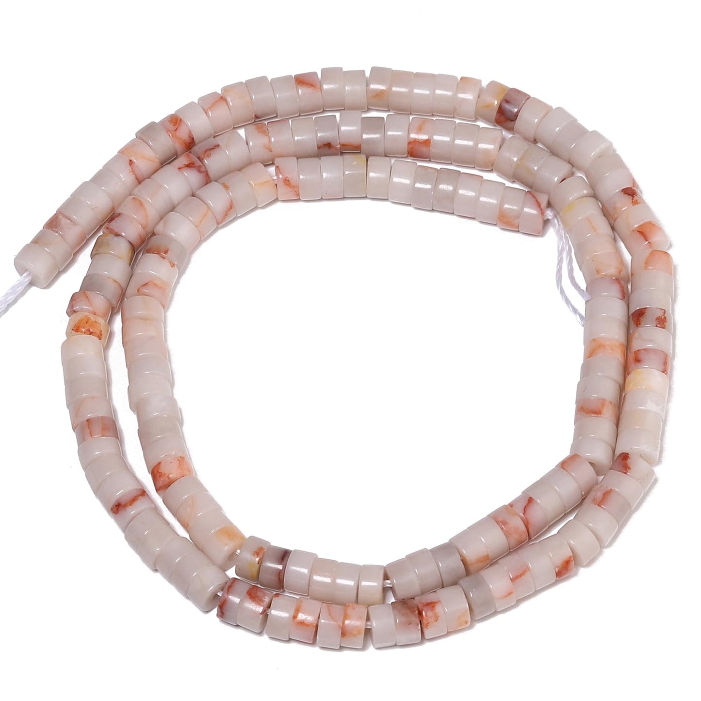 NITOPUPU 150Pcs 4×2mm Natural Red Web Jasper Spacer Stone Beads for Jewelry Making Supplies, Loose Semi Flat Round Gemstone Tube Beads for Bracelets DIY Crafts