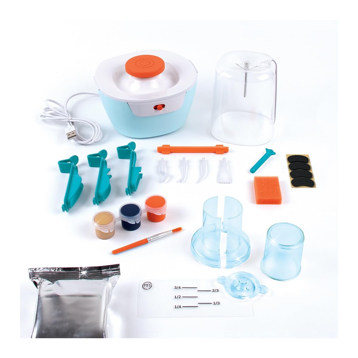 Make It Real Mini Pottery Studio - 26-Piece DIY Pottery Kit with Mess-Free Air Dry Clay - Create 10 Miniature Projects, Beginner to Master Levels - Innovative Centering Tool - Great for Kids Ages 8