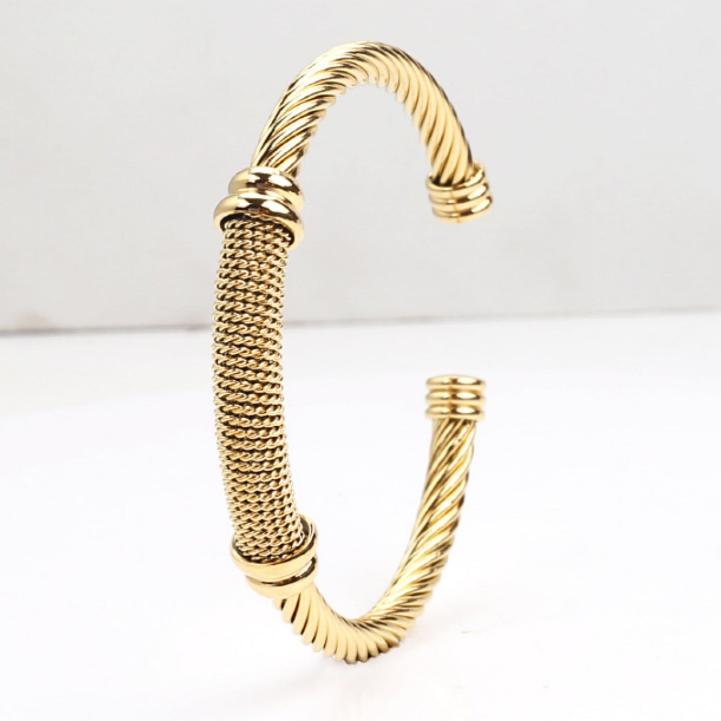 MENGSHA 14K Gold Plated Bracelet for Men for Women Open Adjustable Bangle Cuff Bracelet Chunky Twisted Bangle Bracelet for Women Stackable Bracelet Jwerelry Gift for Birthday Graduation Anniversary