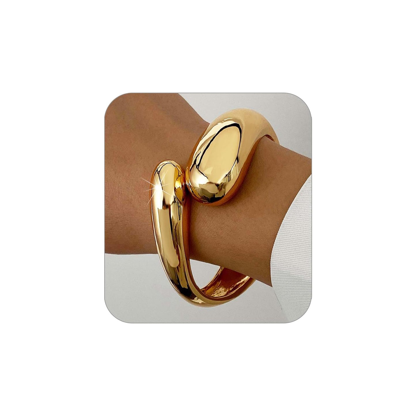 MTINEAPS Gold Bangle Bracelets for Women Teens Trendy Chunky Adjustable Twist Cuff Bracelet Jewelry Gifts (Chunky Gold)