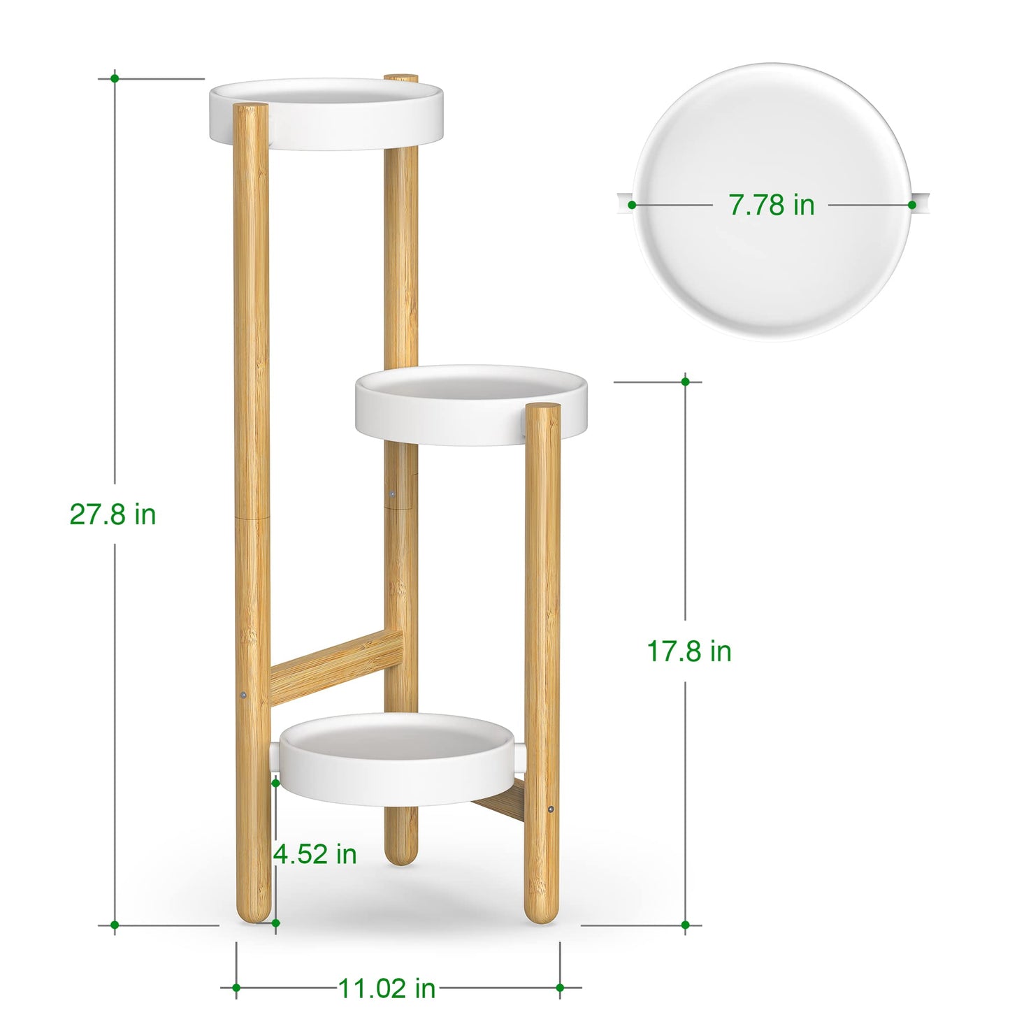Wisuce Corner Plant Stand Indoor, 3 Tier Tall Bamboo Plant Stand Holder & Plant Shelf Display Rack for Indoor Home Decor (3 Tier Stand)