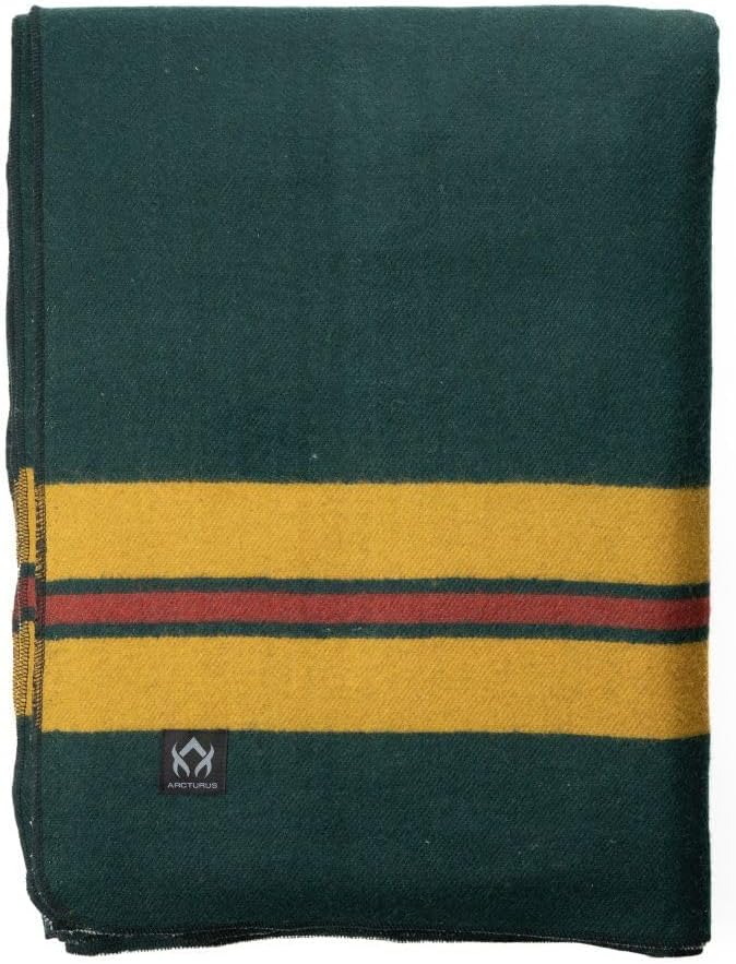 Arcturus Military Wool Blanket - Warm, Thick, Washable - Great for Outdoors, Camping, Stadium Blanket, Picnics, Travel - Car & Bushcraft Survival Kits, Large 64in x 88in 4.5 lb