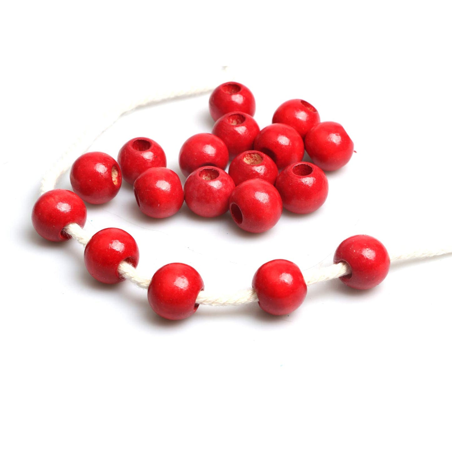 Red Wooden Macrame Beads - 20mm- 100 Beads- Hole 8mm- Quality Large Hole Wooden Beads for Macrame Project/Garlands