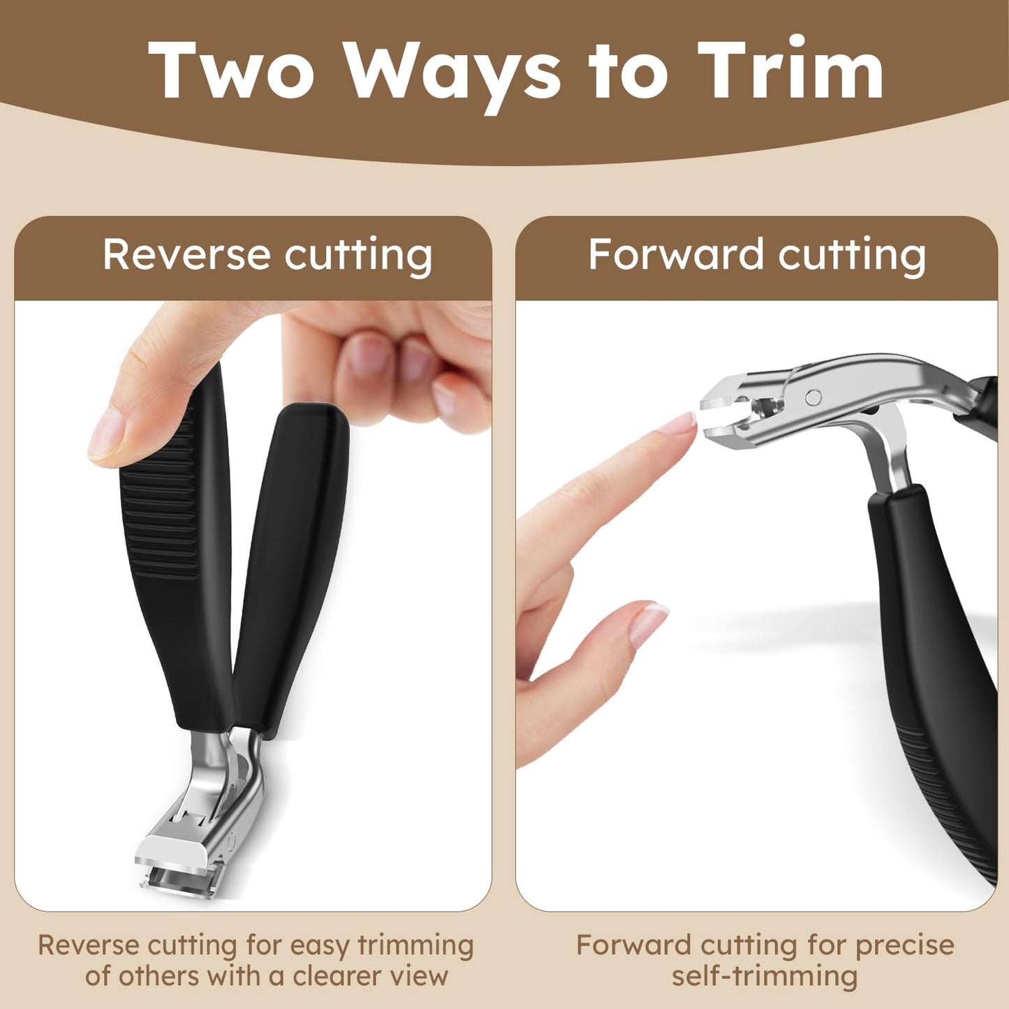 Large Toenail Clippers for Thick Nails for Seniors, Non-Slip Long Handled Angled Head Toe Nail Clippers with Catcher, Wide Jaw Opening Sharp Curved Cutter, Slanted Fingernail Clippers for Men Women