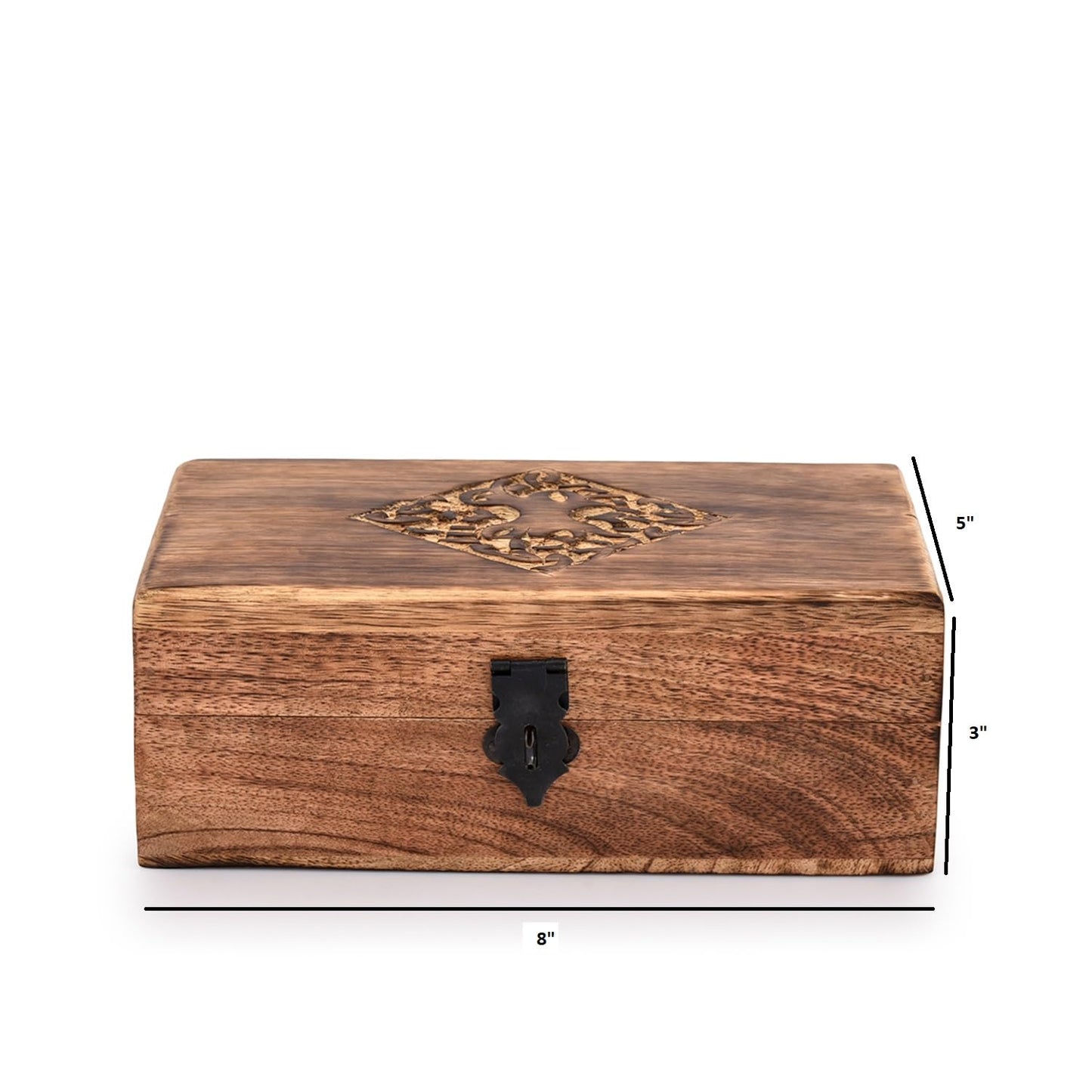 NIRMAN Handmade Wooden Jewellery Trinket Box Keepsake Storage Organizer with Hand Carved Celtic Design