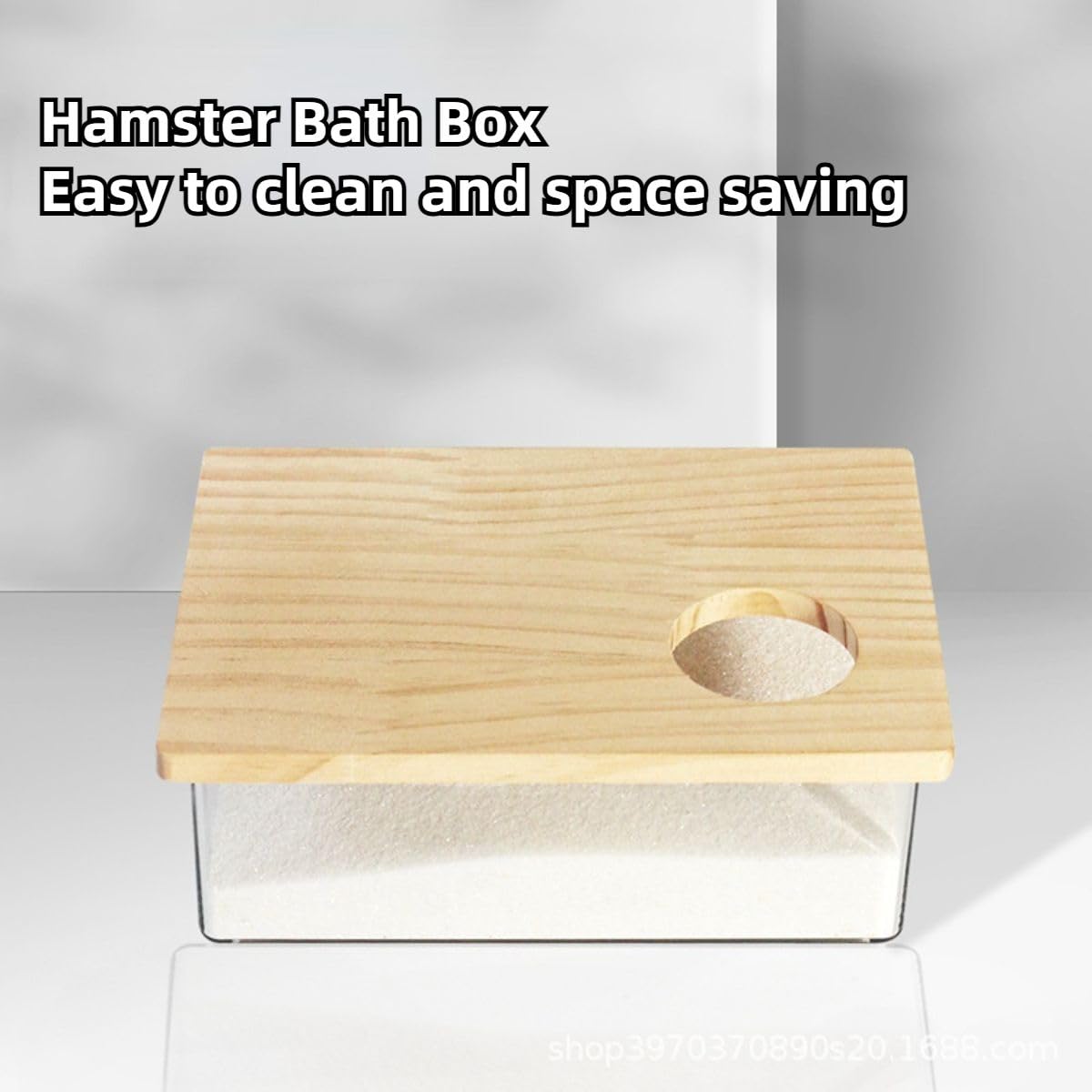 Copfeu Hamster Sand Bath Box Container, Mini Pet Sandbox Lid Design Take Bath Wooden Sandbox Dust Bath, Transparent Bathroom & Digging Box Acrylic Hamster Litter Box Small Animal Accessories (C)