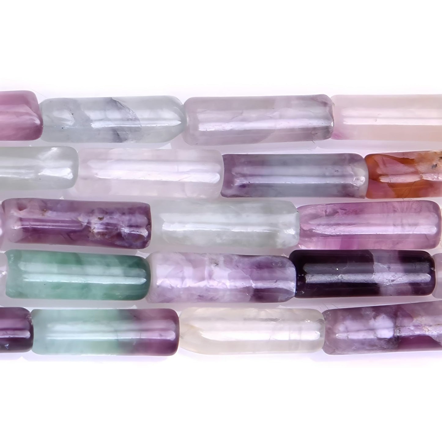 HAAMIIQII Natural Fluorite Tube Beads 13x4mm Column Crystal Cylinder Gemstone Loose Beads for Jewelry Making Strand 15 Inch (28-29pcs)