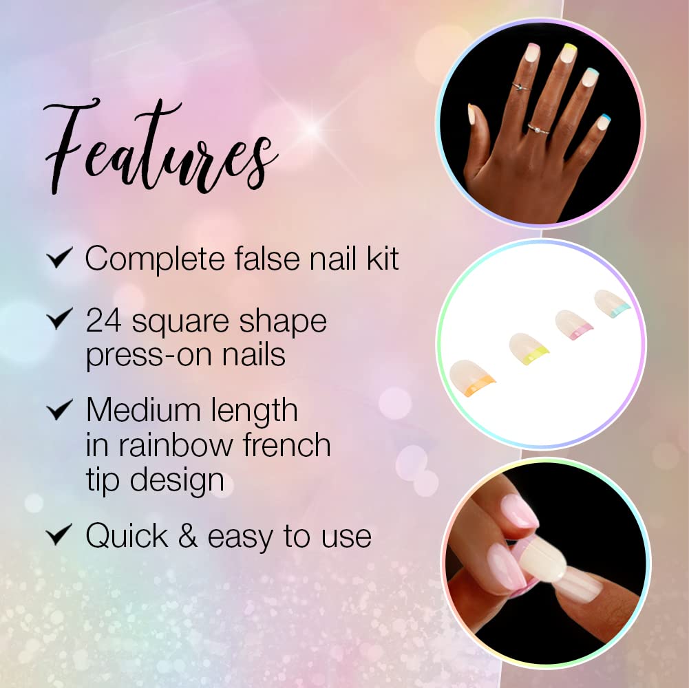 Ardell Nail Addict Artificial Nail Set, Rainbow French