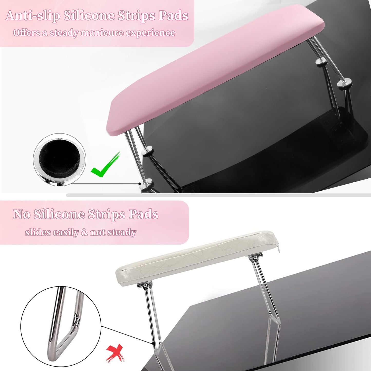 BOMOQING Arm Rest for Nails, Microfiber Leather Nail Arm Rest for Acrylic Nails, Nail Arm Rest Table with Pillow Cushion Hand Holder for Manicure, Hand Rest for Nails Tech, Home Use or Salon(Purple)