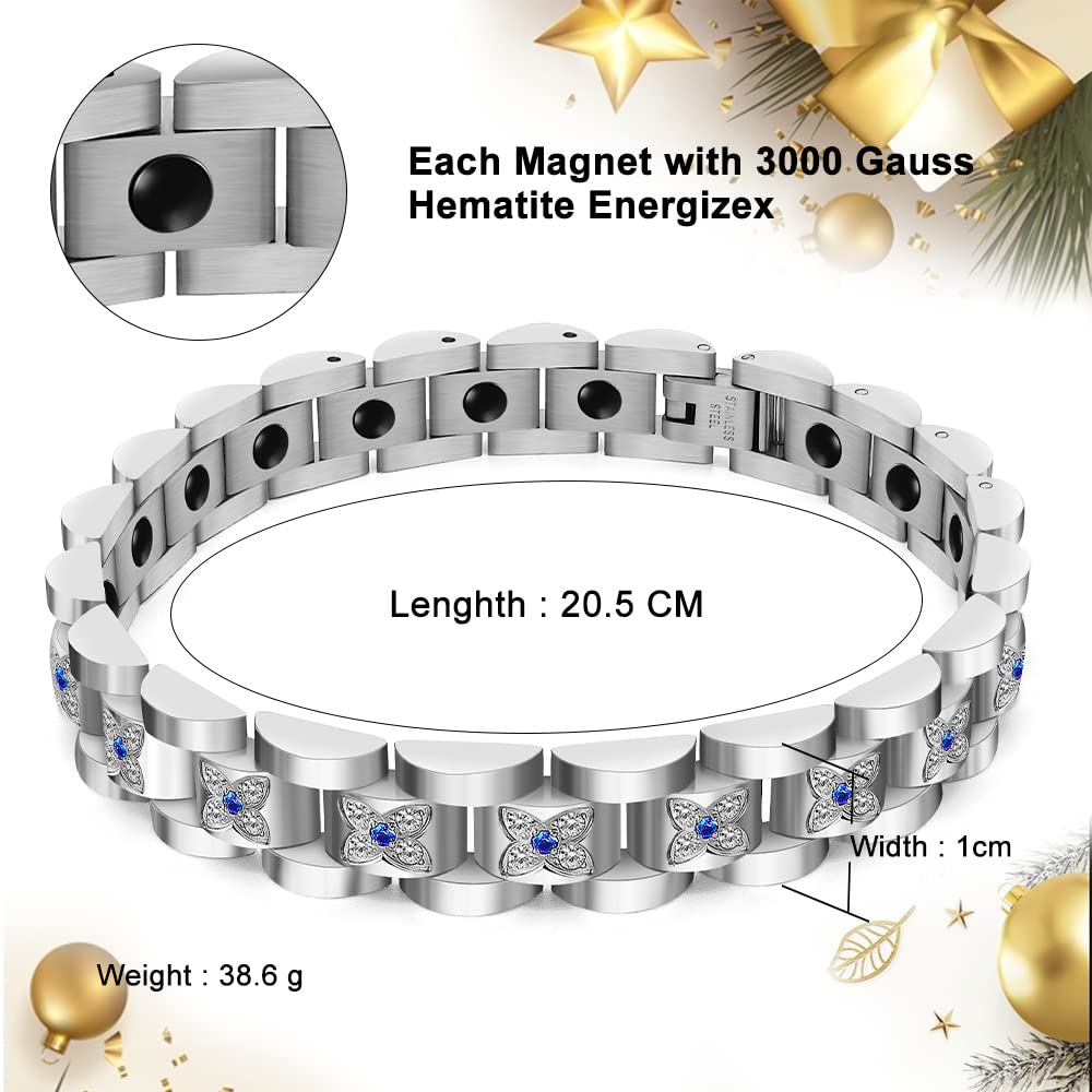 JEROOT Ultra Strength Magnetic Bracelet for Women | 3500-6000 Gauss Neodymium Magnets | Magnetic Therapy Jewelry with Adjustable Tool & Gift Packaging