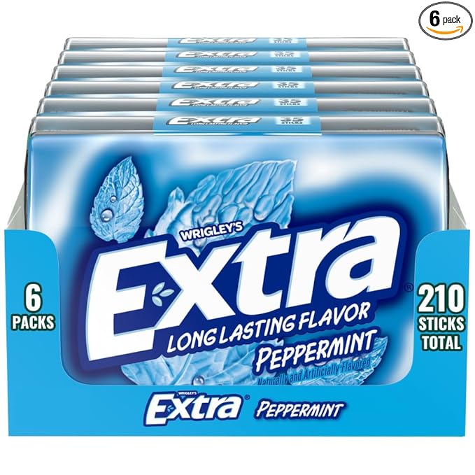 EXTRA Gum Peppermint, Sugar Free Chewing Gum Bulk Pack, 6 Ct/35 Stick