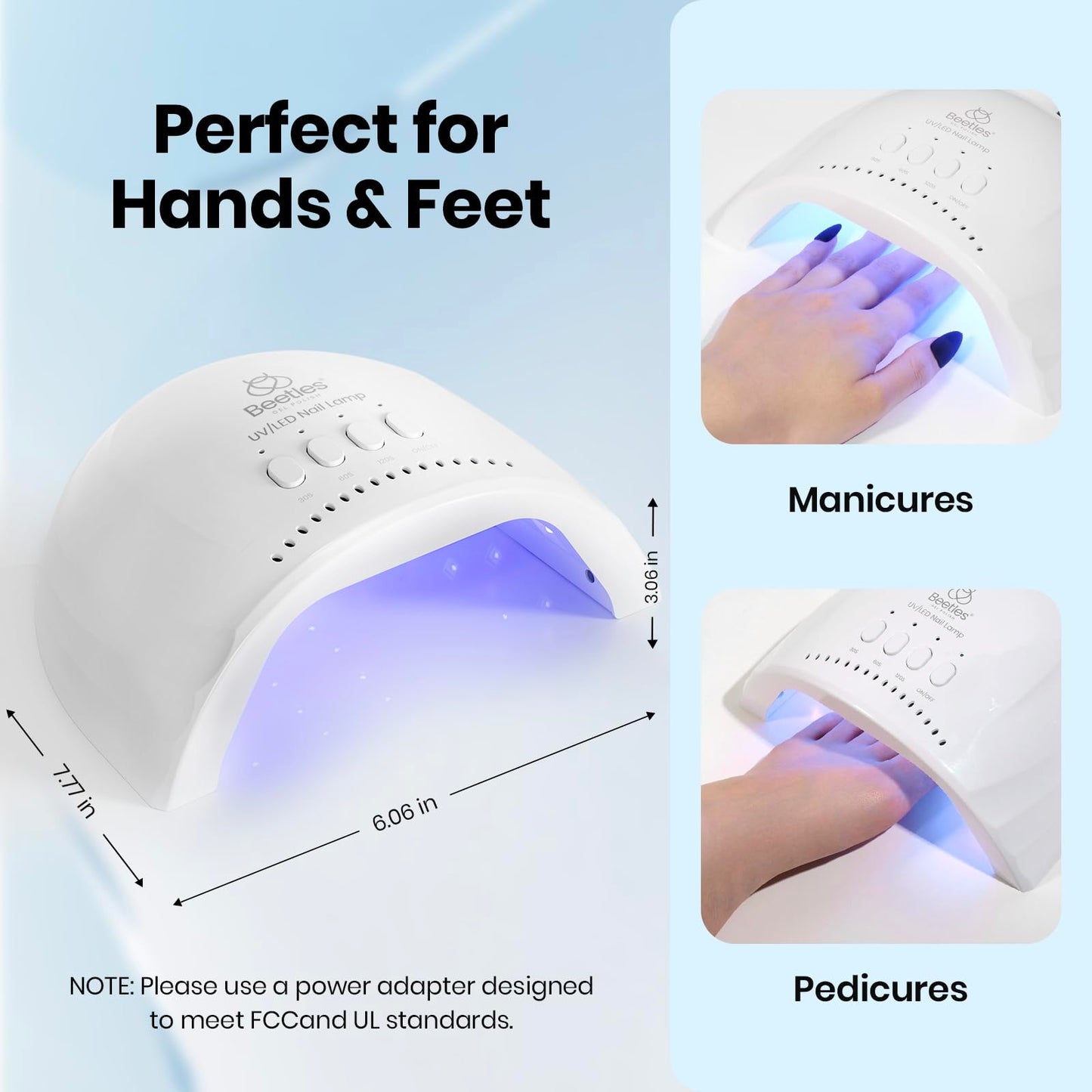 Beetles UV Nail Lamp - LED Nail Lamp with 3 Timer 30/60/120s UV Light for Gel Nails Smart Sensor Nails Dryer for Fast Curing Gel Polish Top Coat and Base Coat, DIY Salon Manicure Art Tools, White