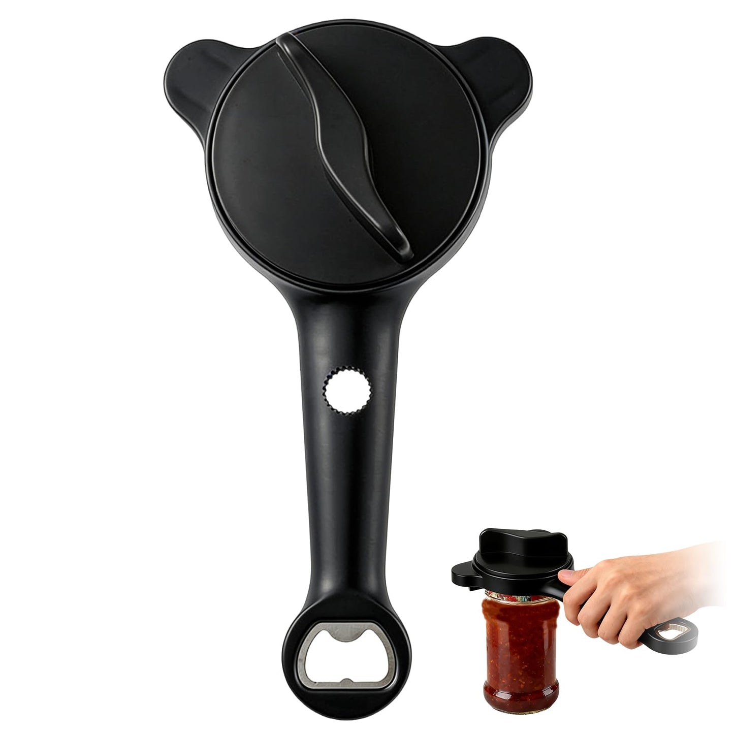 4 in 1 Multi-Purpose Jar Opener,Adjustable Stainless Steel Jar Opener,Multi-Functional Retractable Jar & Bottle Openers,Multi Size Lid Tool for Jars Cans Wine Bottles,Home Kitchen Helper(Black)