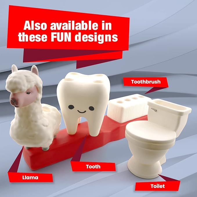 Shatterproof Toothbrush Holder – Fun Giant Toothbrush-Shaped Design for Kids – 4-Slot Stand for Toothbrushes, Pens, or Pencils – Durable PVC with Drainage Hole for Clean & Hygienic Storage