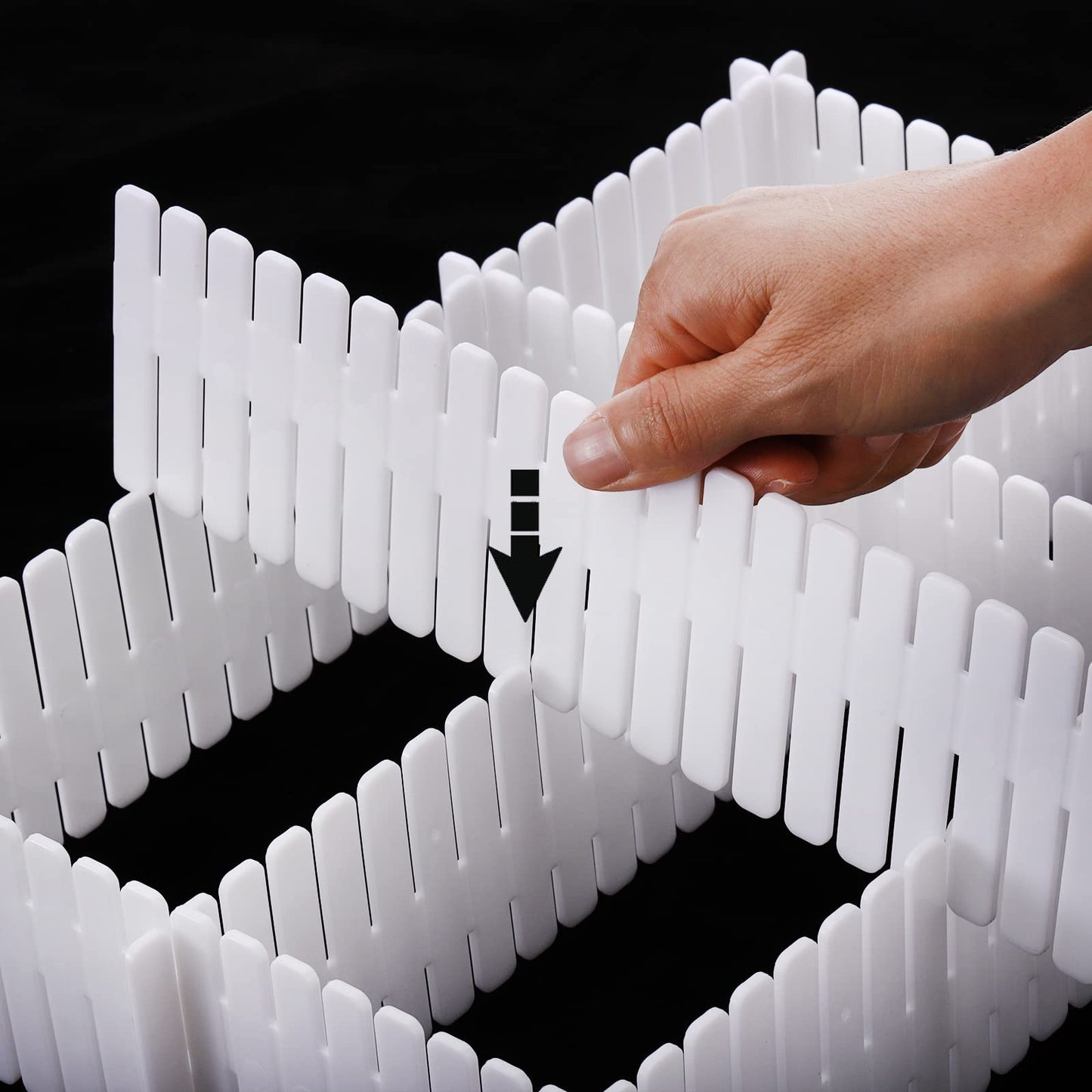 Foraineam 48Pcs Drawer Dividers, Adjustable DIY Grid Divider White Storage Organizer Separator, Socks Underwear Scarves Makeup Drawer Organizer Divider for Dresser Bedroom Office Kitchen Storage