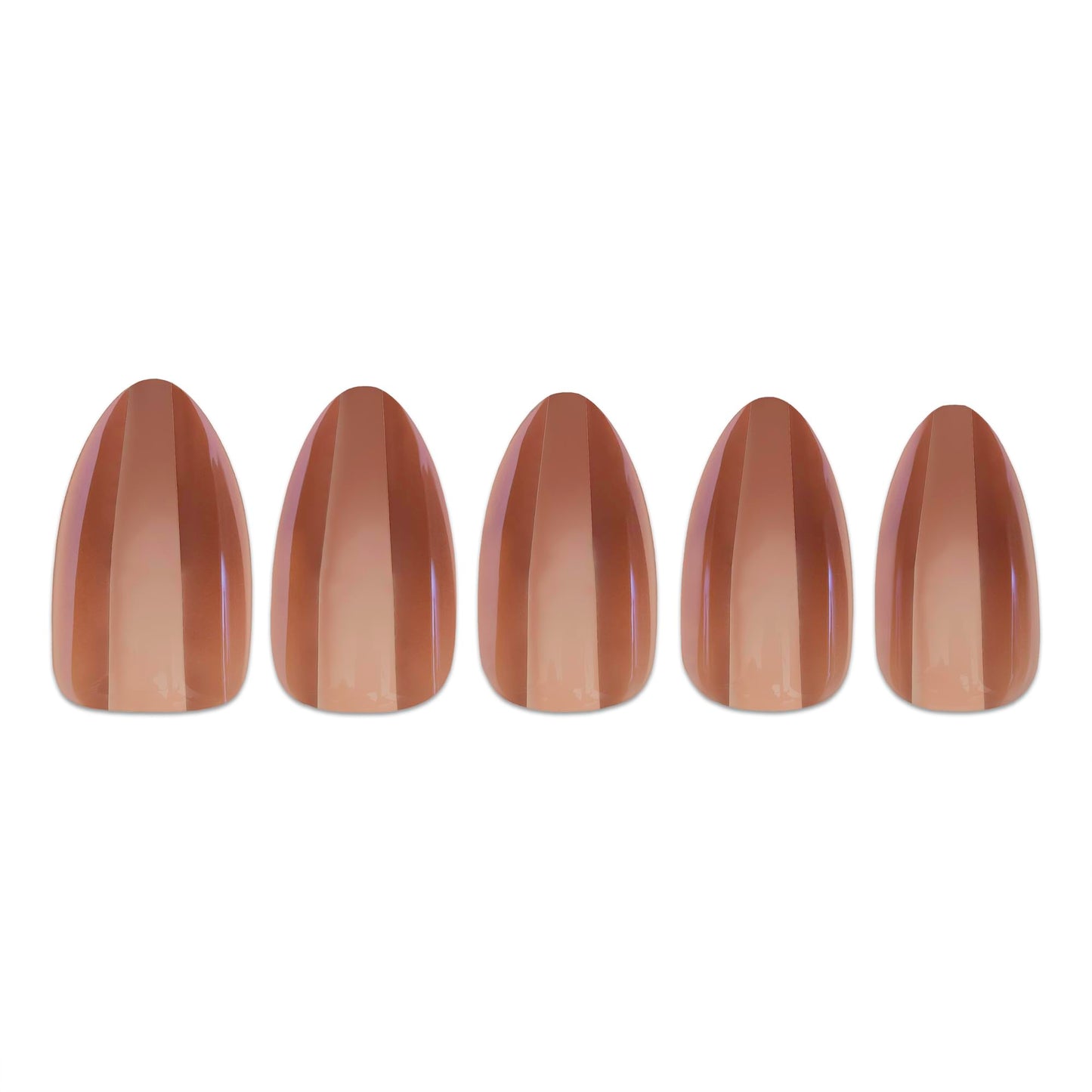 PaintLab Press On Nails - Maple Syrup Brown Glaze Short Almond Fake Nails, 30 Nails in 15 Sizes with Glue, Reusable Salon Quality Press On Nails