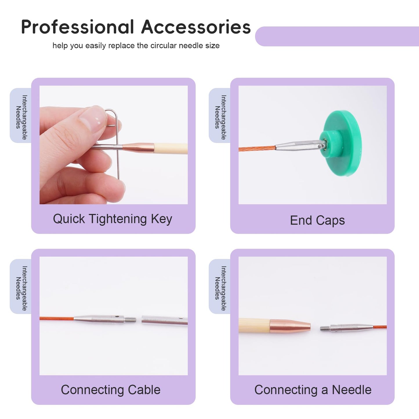 Hobekoee Bamboo Interchangeable Circular Knitting Needles Set 13 Pairs Interchangeable Knitting Needles 3.0mm~10.0mm