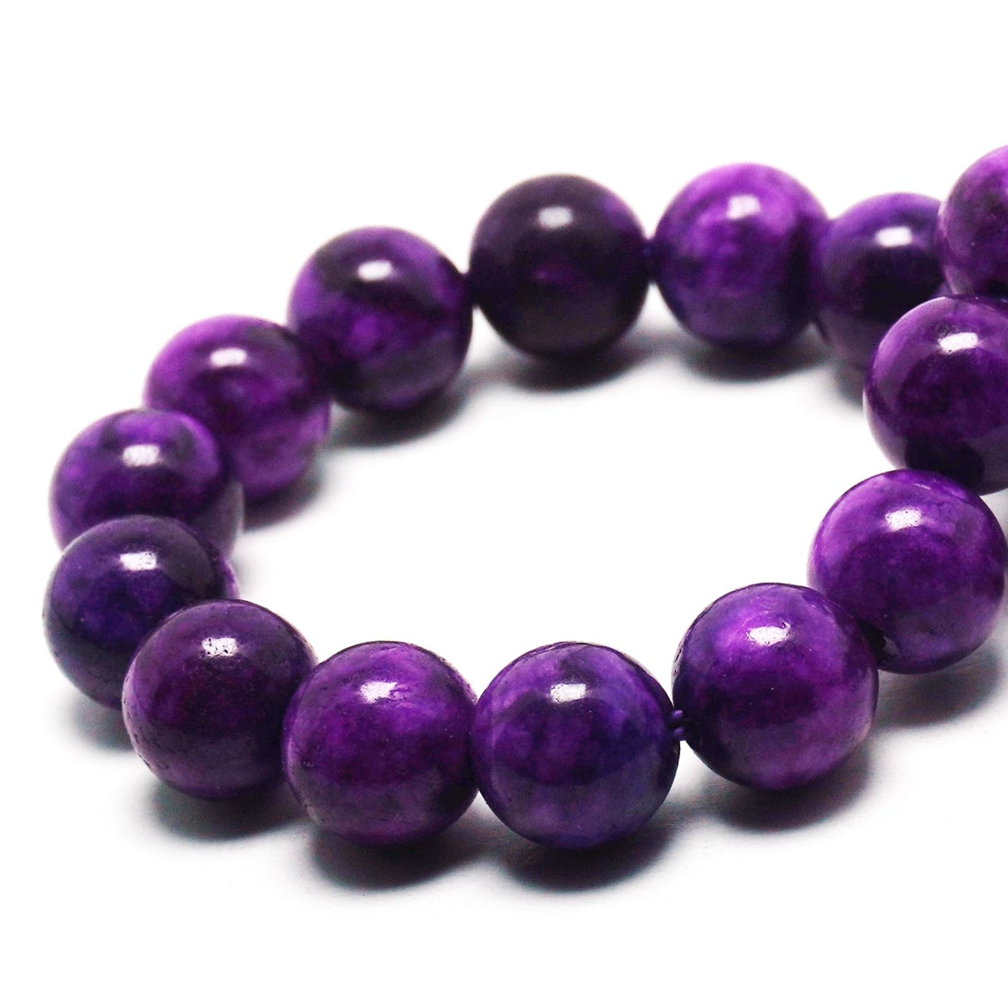 DIQIO Jade Stone Beads for Jewelry Making - 6mm Gemstone Round Loose Beads for Bracelets(58-60pcs, Sugilite Jade)
