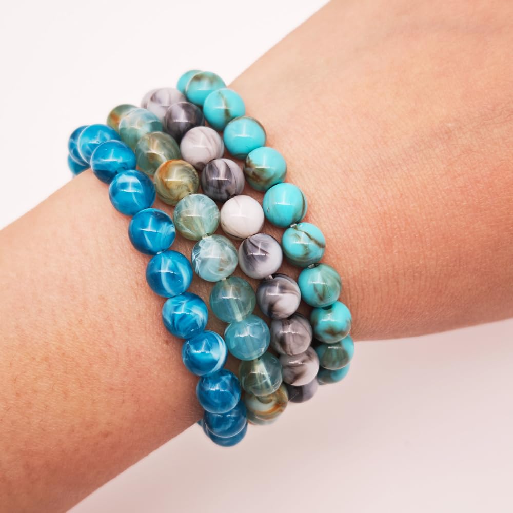 INSPIRELLE Acrylic Beads 450pcs Imitation-Gemstone Round Loose Beads for Jewelry Bracelets Necklace Making