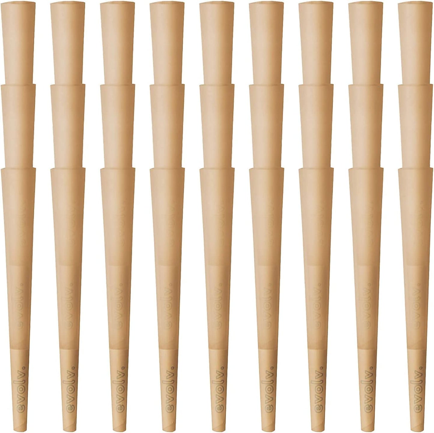 Evolv Organic Hemp Pre Rolled Cones Rolling Paper | Size: M98 (98/26mm) | 100 Count Case | Unbleached, Slow Burning Preroll Cones | Artisan Crafted Rolling Cone