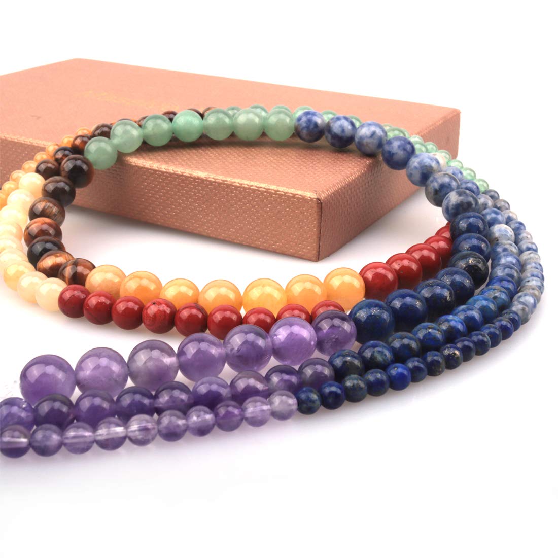 ICAI Beads 10mm Natural Colorful Stone Round Loose Stone Beads for Jewelry Making DIY Crafts Design 1 Strand 15" APPR.42pcs.