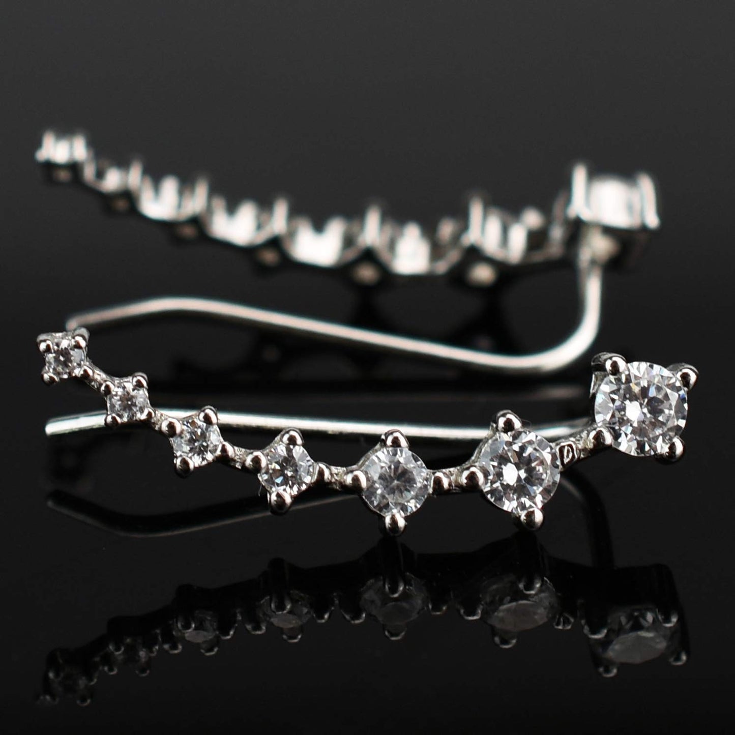 Earring for Women Cartilage 7 Crystals Ear Cuffs Hoop Climber S925 Sterling Silver Earrings with Cubic Zirconia CZ Hypoallergenic Piercing Gifts for Her