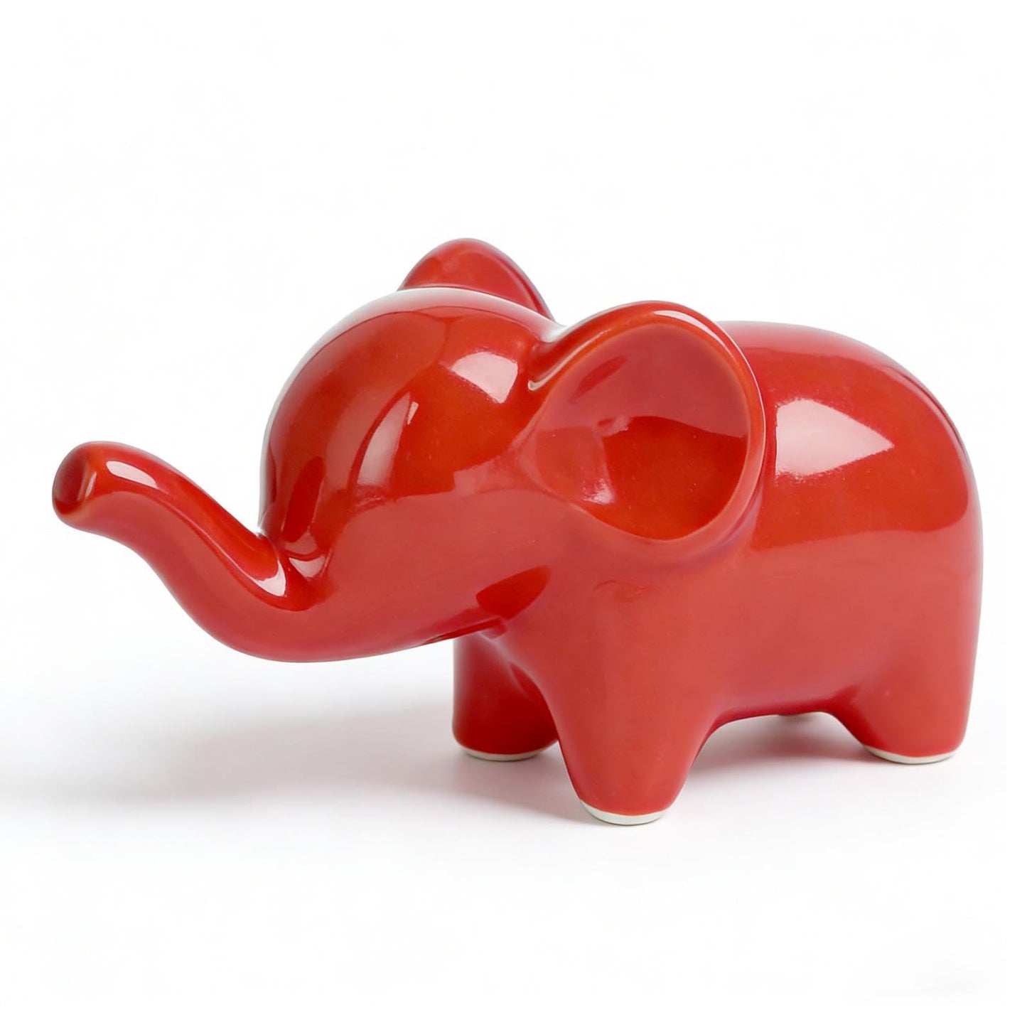 OwMell Good Luck Elephant Decor for Home, Small Ceramic Elephant Statue Figurine for Home Decor, Elephant Collection Ornament - Red