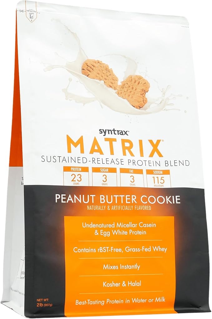 Syntrax Nutrition Matrix Sustained-Release Protein Blend Peanut Butter Cookie with Real Cookie Pieces 2 lbs.