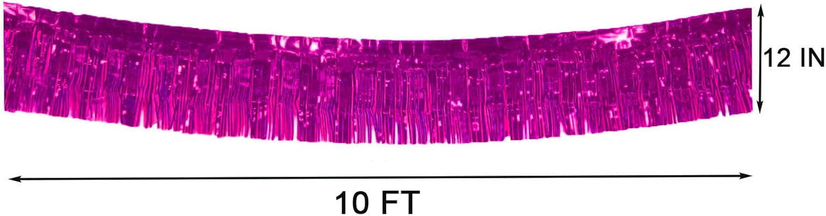 6 Packs 10 Feet Foil Fringe Garland Metallic Foil Tinsel Fringe Garland Wall Hanging Fringe Banner for Parade Floats, Wedding, Christmas，Birthday Party Halloween Decor (Hot Pink)