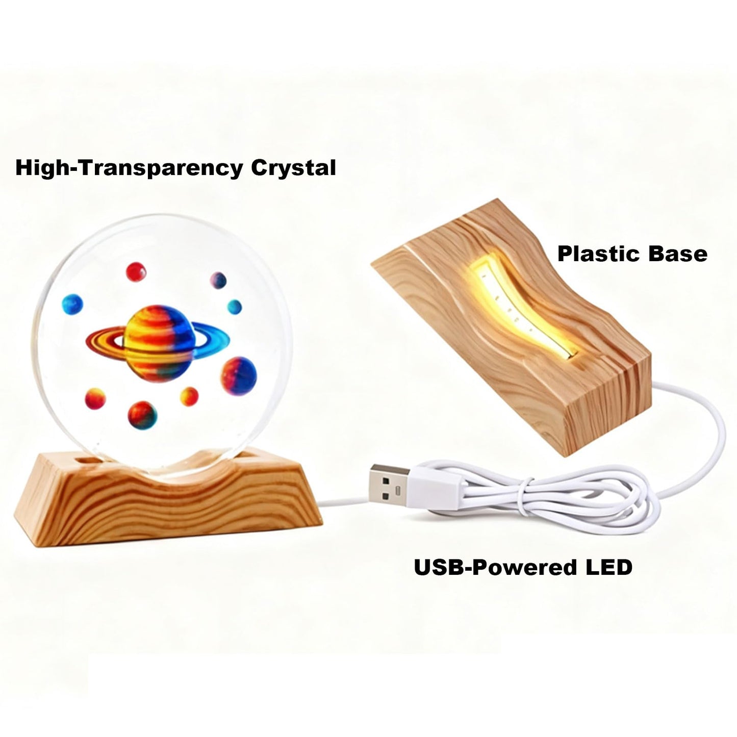 BJSYLTEK 3D Crystal Space Night Light, Saturn Planetary Galaxy Lamp for Kids & Space Lovers, LED Cosmic Decor Nightlight as Astronaut Gift for Bedroom/Desk（10cm/3.94in）