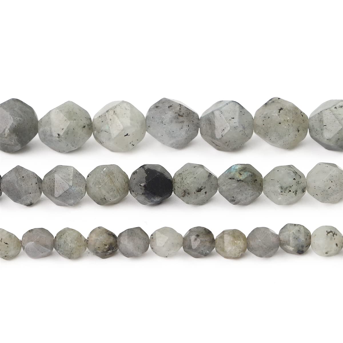 BEADIA Faceted Natural Spectrolite Stone Round Beads 8mm 36cm/Strand for Jewelry Making