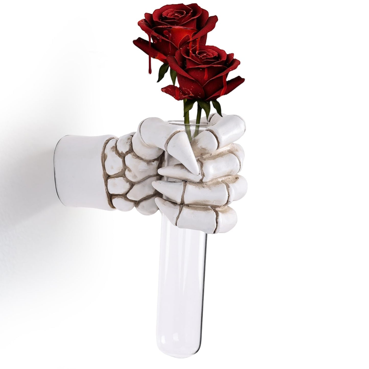 XYQXYQ Halloween Wall Sculpture, Wall Mounted Creepy Skull Hands,Gothic Hanging Art Sculpture,Unique Vase,Horror Skeleton Hand Wall Decorations, Terror Home Decor (White)