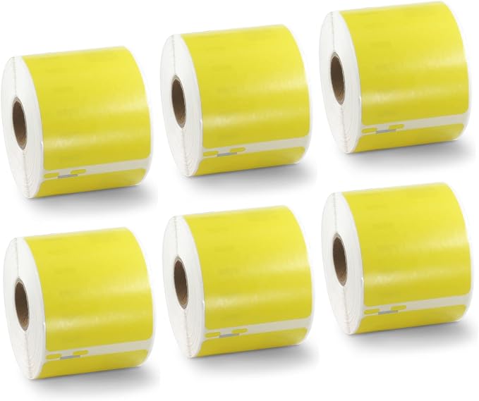 BETCKEY Colored Labels Compatible with Dymo 30324 (2-1/8" x 2-3/4") Large Multipurpose Labels, Compatible for Dymo LabelWriter Thermal 450, 4XL & Zebra Desktop Printers [6 Rolls, Yellow]