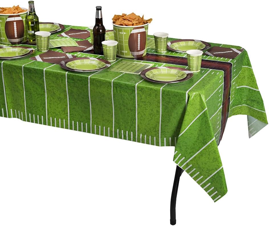 Hammont Football Tablecloth - Disposable Foot Ball Tablecloth - Super Bowl Party Supplies - Birthday | Gameday | Football Themed Party Decorations - 54" x 108" Table Cover (4 Pack)