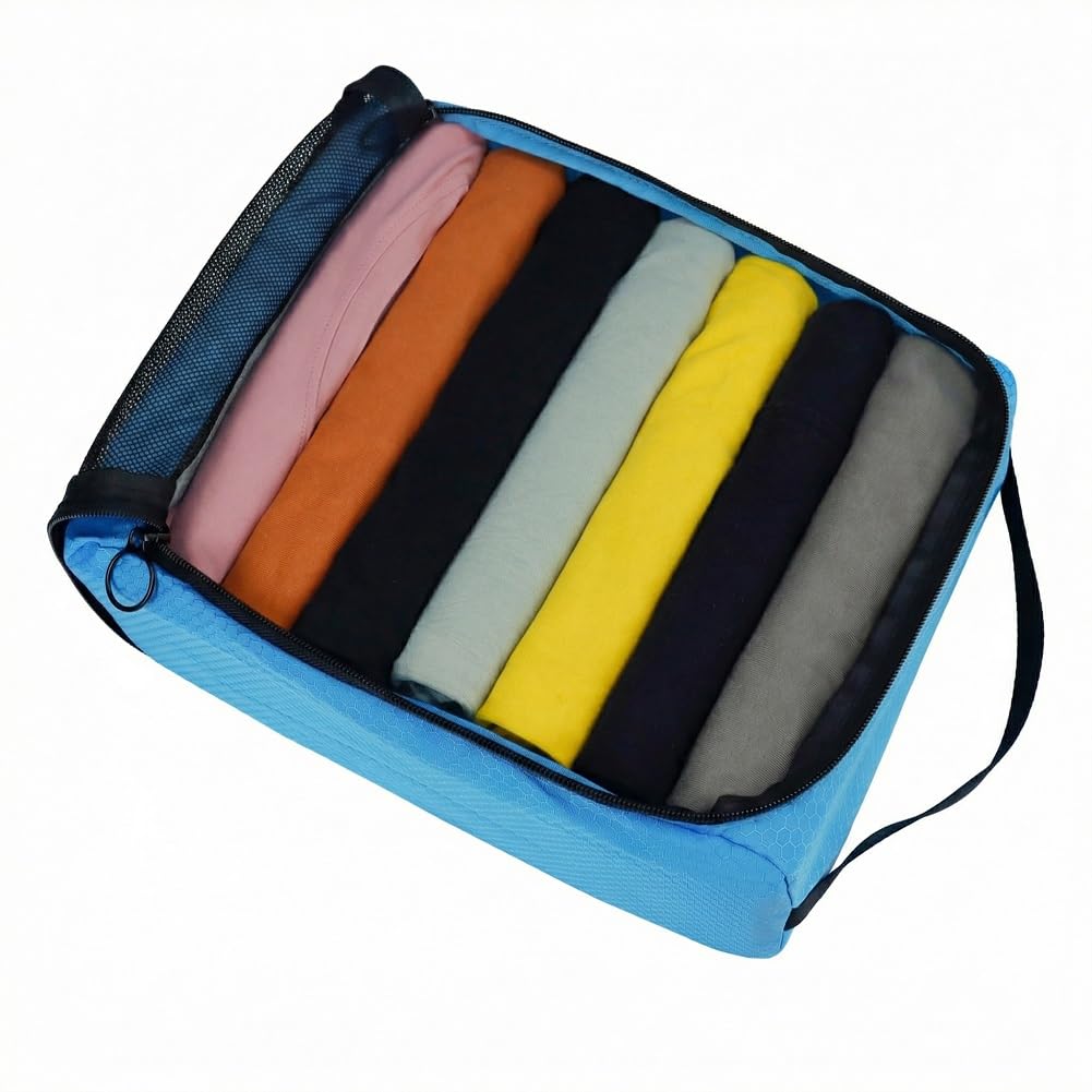4-PACK Blue Organizer Cubes - Pack Luggage, Suitcase and Carry On Cubes